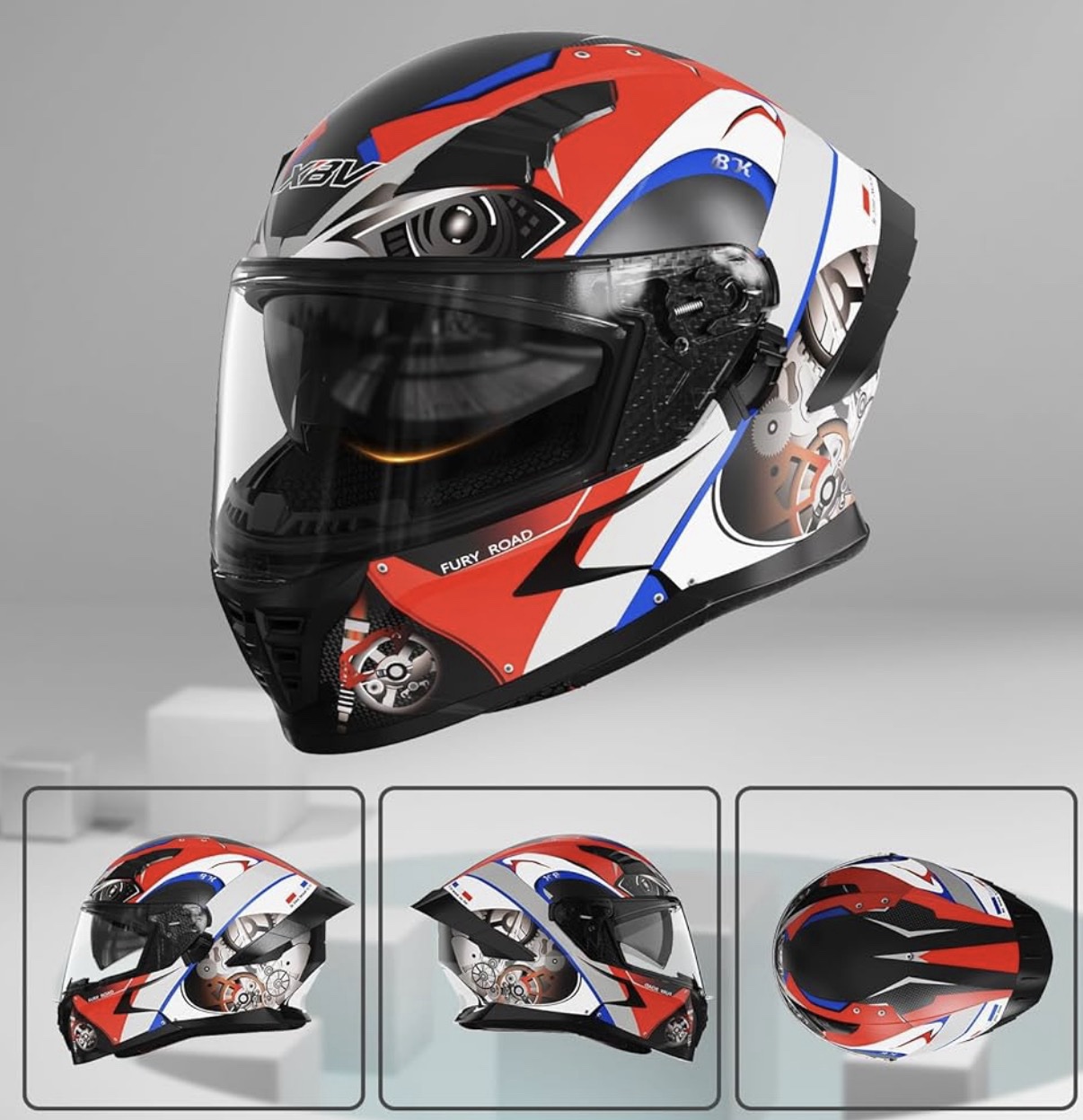 Casco para Moto Integral XBV Fury Road con Doble Visor - Seguridad Certificada - Imagen 2