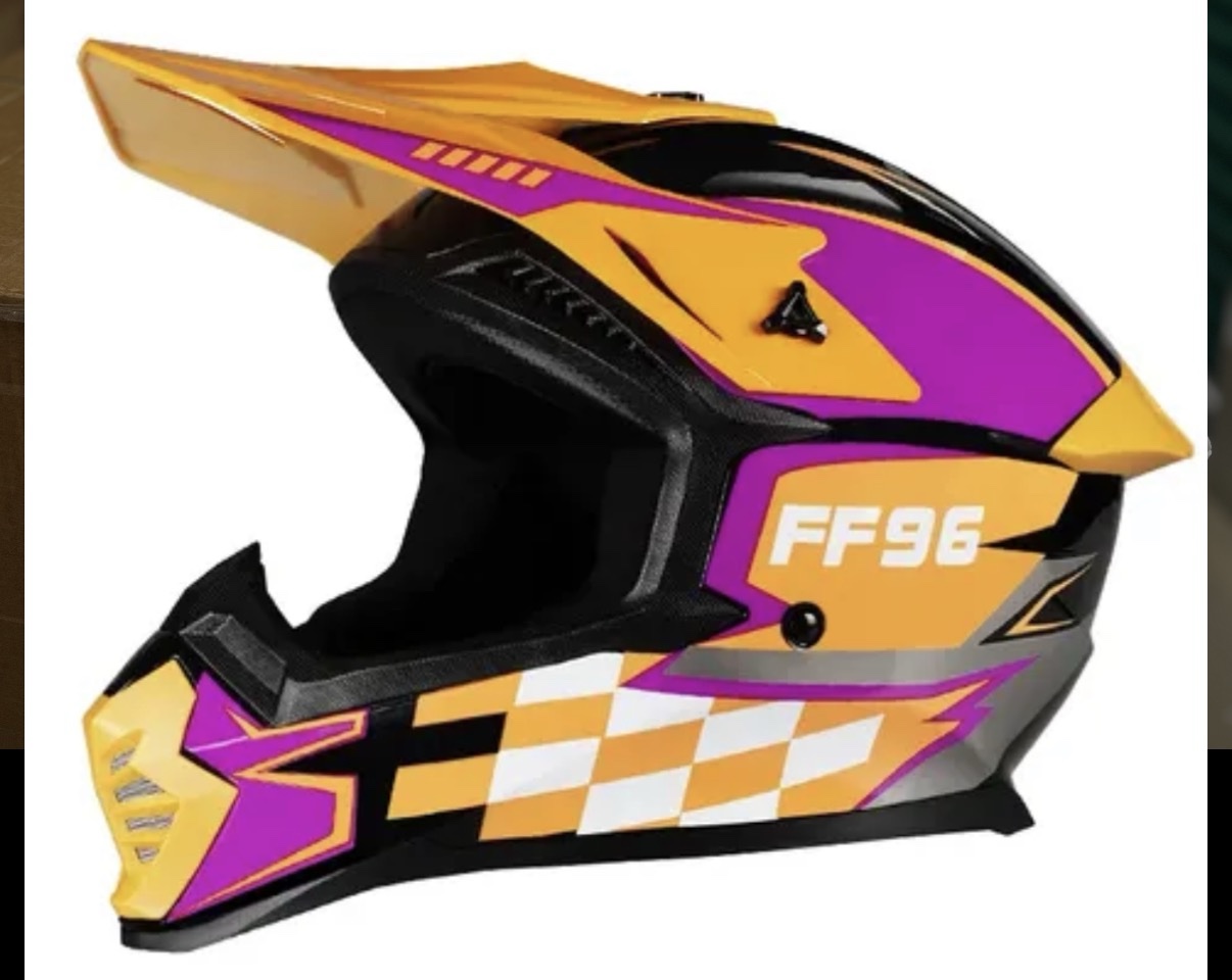 Casco de Motocross y Enduro Integral con Goggles – Morado/Naranja/Negro (Modelo FF96) - Imagen 2